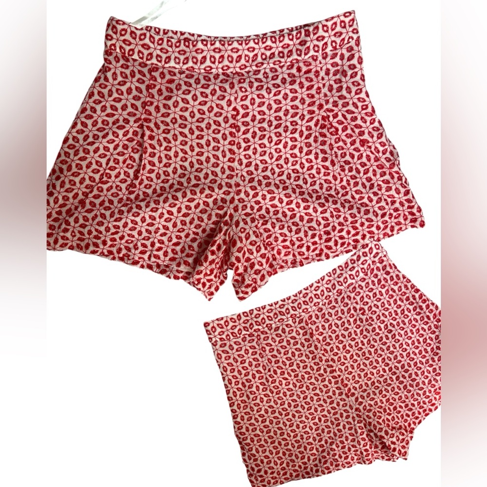 Daniel Cremieux Red and White High Waist Shorts